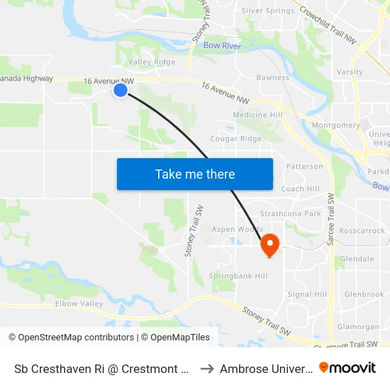 Sb Cresthaven Ri @ Crestmont Bv SW to Ambrose University map