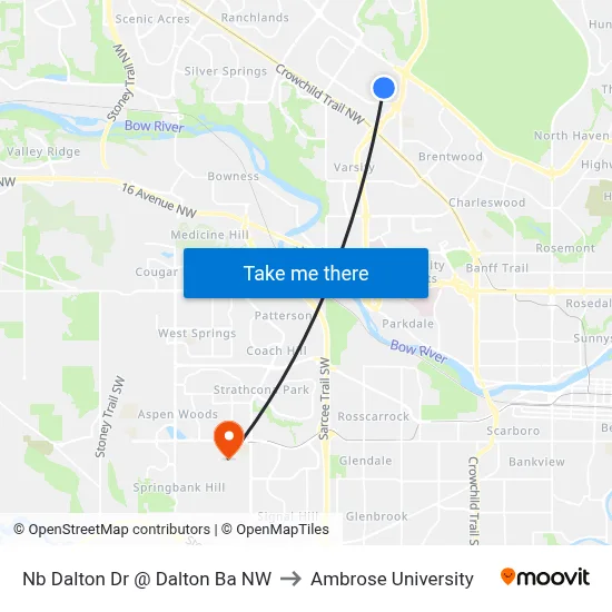 Nb Dalton Dr @ Dalton Ba NW to Ambrose University map