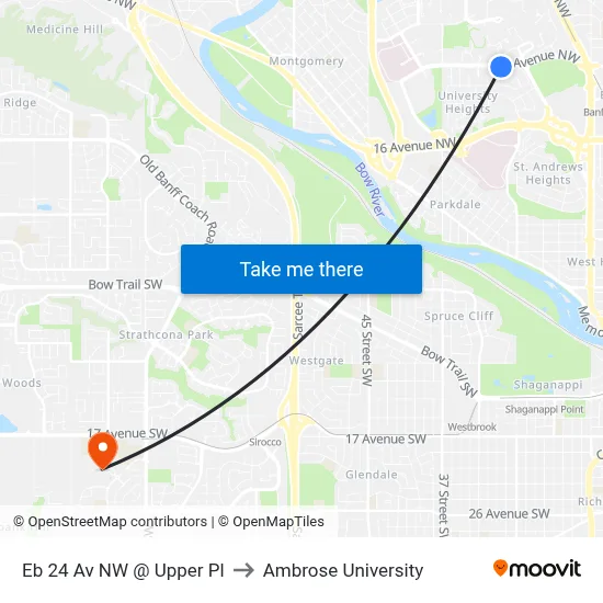 Eb 24 Av NW @ Upper Pl to Ambrose University map