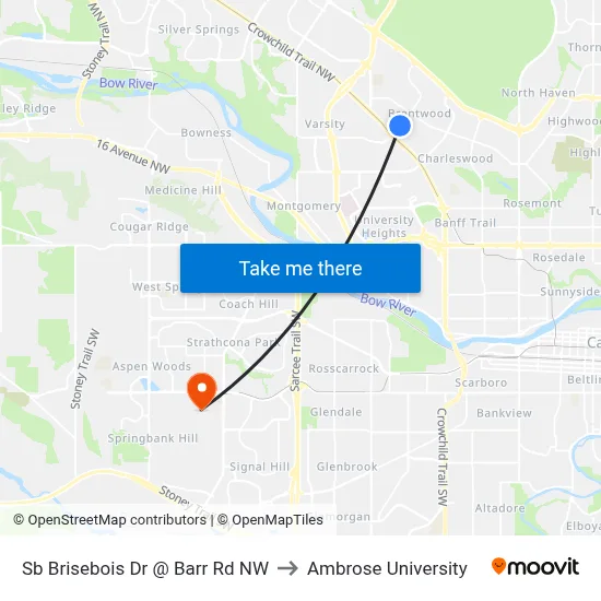 Sb Brisebois Dr @ Barr Rd NW to Ambrose University map