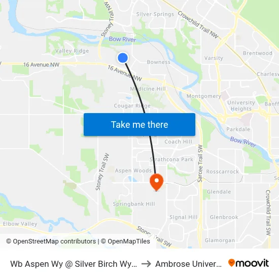 Wb Aspen Wy @ Silver Birch Wy NW to Ambrose University map