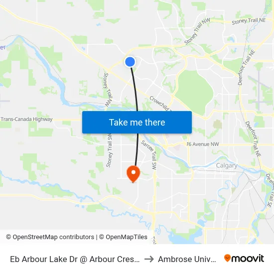 Eb Arbour Lake Dr @ Arbour Crest Dr NW to Ambrose University map