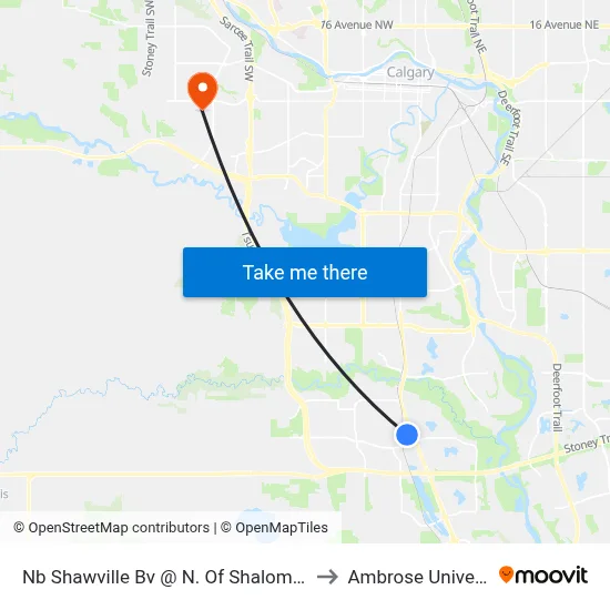 Nb Shawville Bv @ N. Of Shalom Wy SE to Ambrose University map