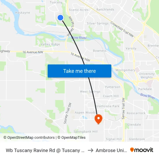 Wb Tuscany Ravine Rd @ Tuscany Ravine Tc NW to Ambrose University map