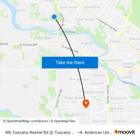 Wb Tuscany Ravine Rd @ Tuscany Ravine Co NW to Ambrose University map