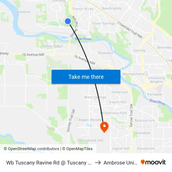 Wb Tuscany Ravine Rd @ Tuscany Ravine Ht NW to Ambrose University map