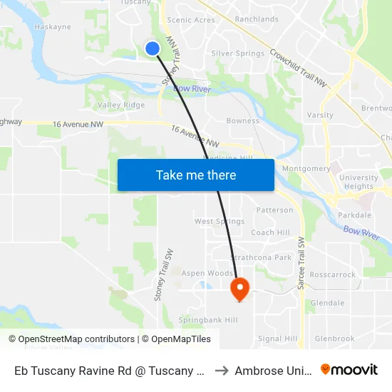 Eb Tuscany Ravine Rd @ Tuscany Ravine Cl NW to Ambrose University map