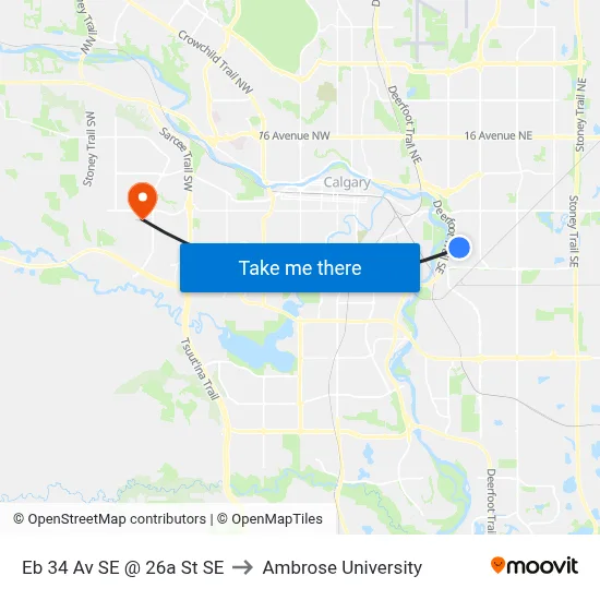Eb 34 Av SE @ 26a St SE to Ambrose University map