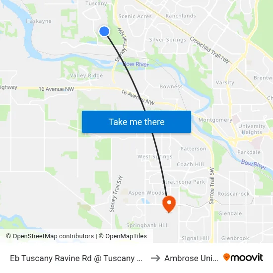 Eb Tuscany Ravine Rd @ Tuscany Ravine Vw NW to Ambrose University map