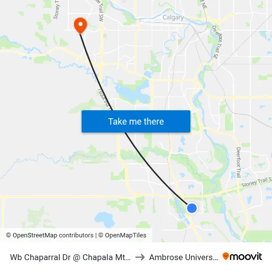 Wb Chaparral Dr @ Chapala Mt SE to Ambrose University map
