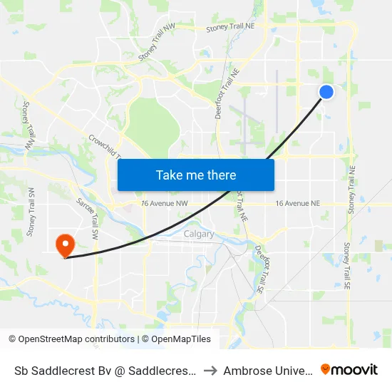 Sb Saddlecrest Bv @ Saddlecrest Pl NE to Ambrose University map
