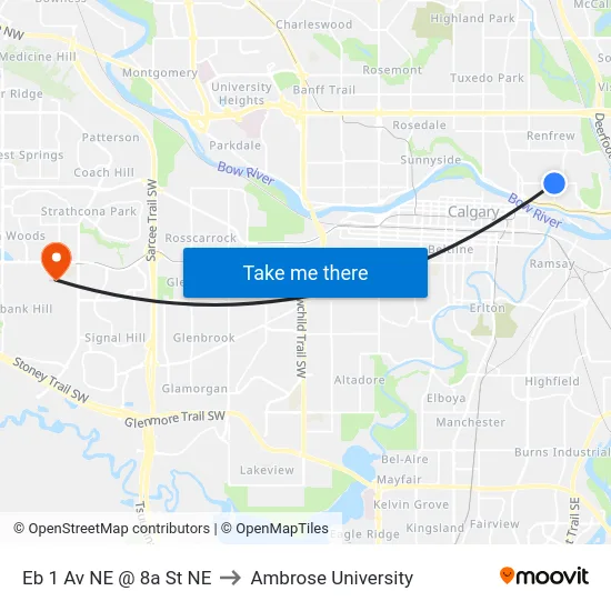 Eb 1 Av NE @ 8a St NE to Ambrose University map