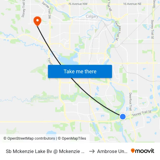 Sb Mckenzie Lake Bv @ Mckenzie Meadows Dr SE to Ambrose University map