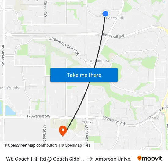 Wb Coach Hill Rd @ Coach Side Cr SW to Ambrose University map