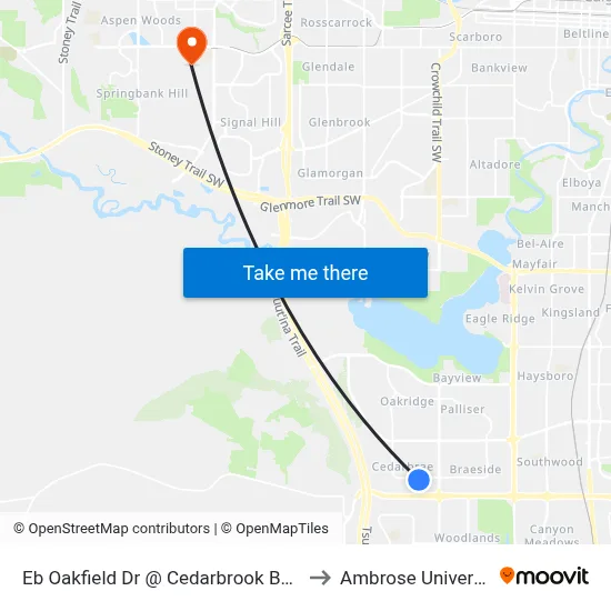 Eb Oakfield Dr @ Cedarbrook Ba SW to Ambrose University map
