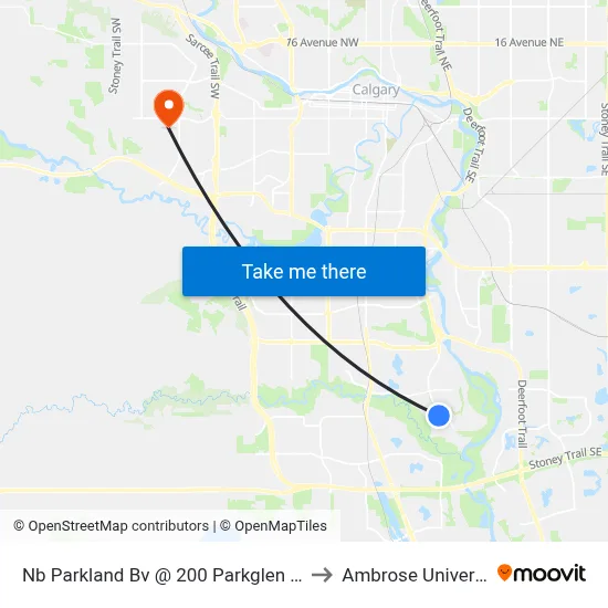 Nb Parkland Bv @ 200 Parkglen Pl SE to Ambrose University map