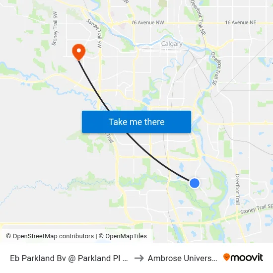 Eb Parkland Bv @ Parkland Pl SE to Ambrose University map