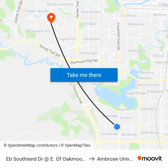 Eb Southland Dr @  E. Of Oakmoor Wy SW to Ambrose University map