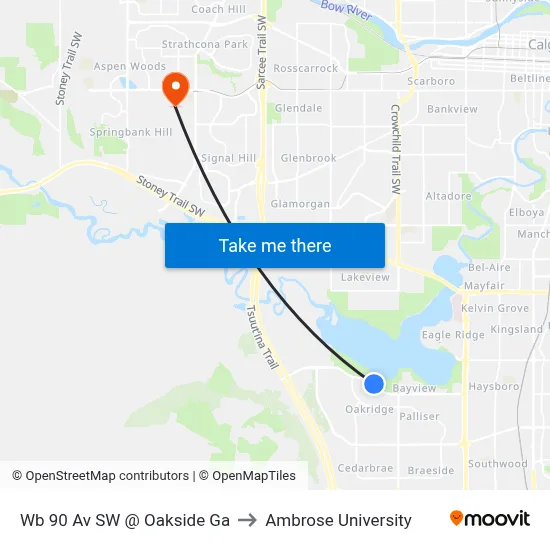 Wb 90 Av SW @ Oakside Ga to Ambrose University map