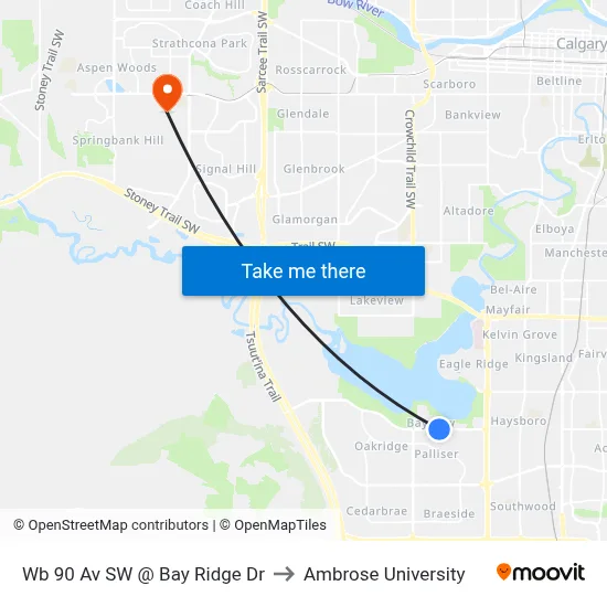 Wb 90 Av SW @ Bay Ridge Dr to Ambrose University map