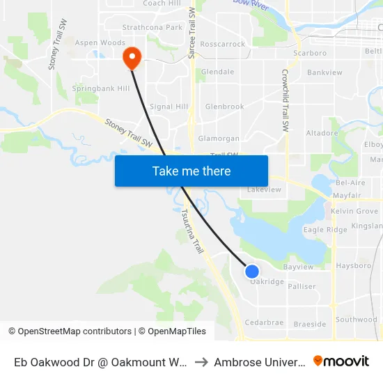 Eb Oakwood Dr @ Oakmount Wy SW to Ambrose University map