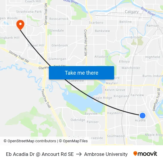 Eb Acadia Dr @ Ancourt  Rd SE to Ambrose University map