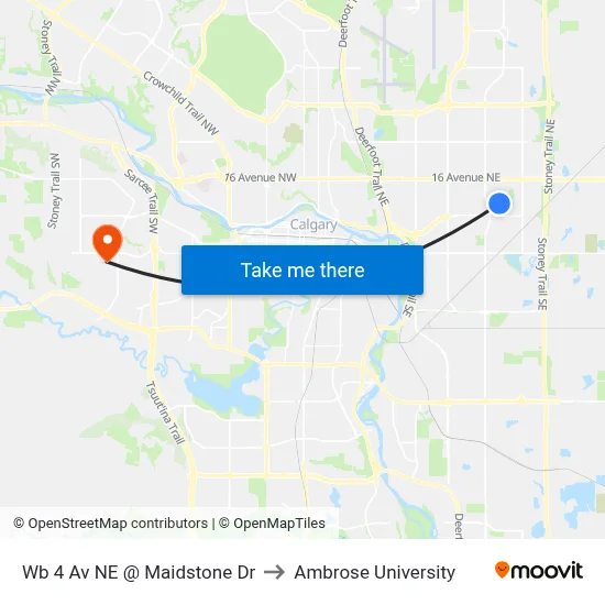 Wb 4 Av NE @ Maidstone Dr to Ambrose University map