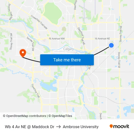 Wb 4 Av NE @ Maddock Dr to Ambrose University map