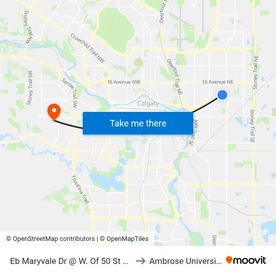 Eb Maryvale Dr @ W. Of 50 St NE to Ambrose University map