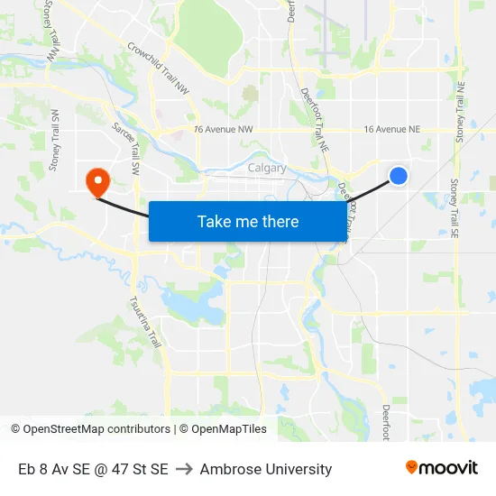 Eb 8 Av SE @ 47 St SE to Ambrose University map