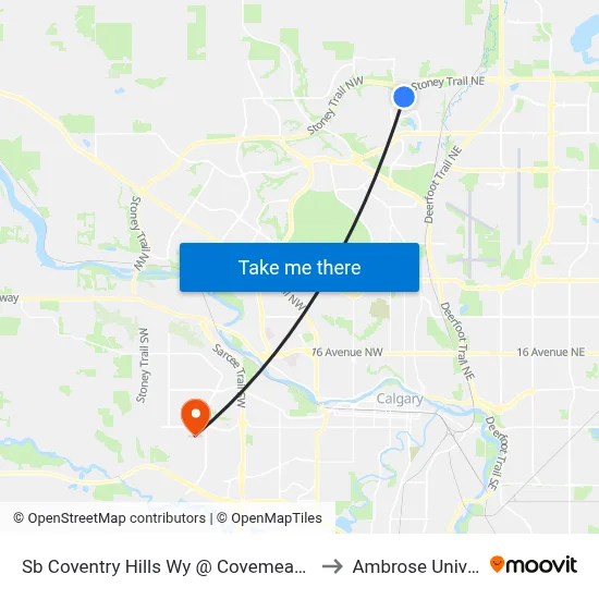 Sb Coventry Hills Wy @ Covemeadow Rd NE to Ambrose University map