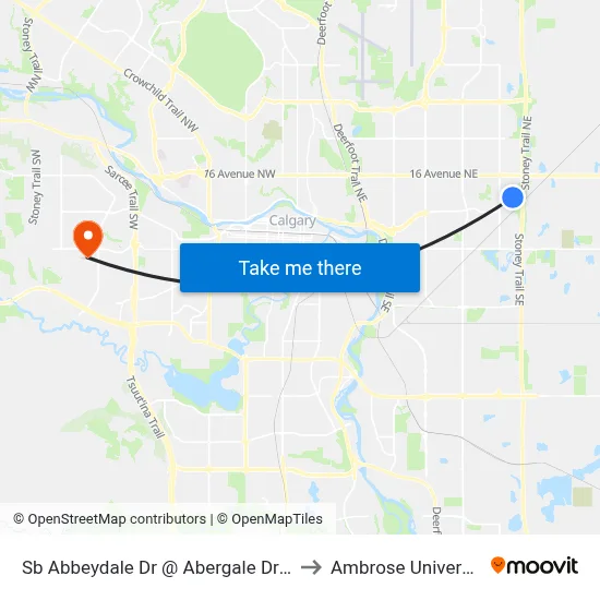Sb Abbeydale Dr @ Abergale Dr NE to Ambrose University map