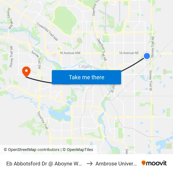 Eb Abbotsford Dr @ Aboyne Wy NE to Ambrose University map