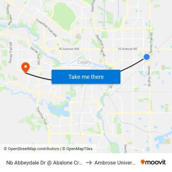 Nb Abbeydale Dr @ Abalone Cr NE to Ambrose University map