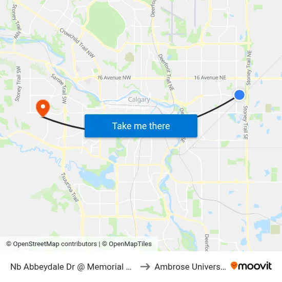 Nb Abbeydale Dr @ Memorial Dr E to Ambrose University map