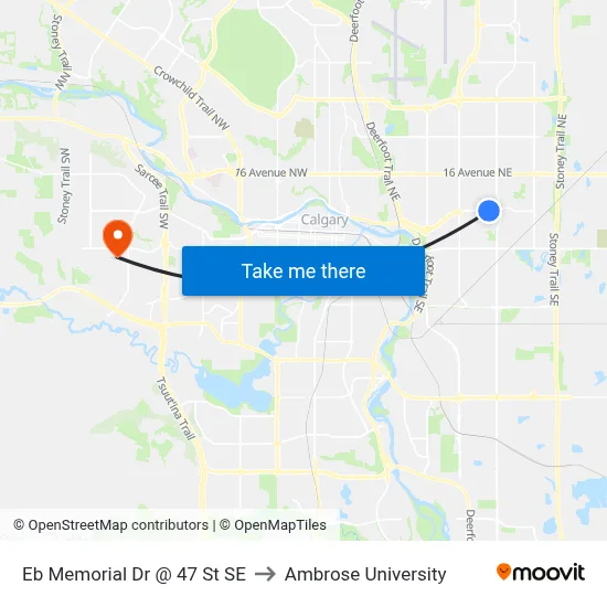 Eb Memorial Dr @ 47 St SE to Ambrose University map