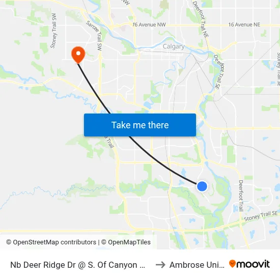Nb Deer Ridge Dr @ S. Of Canyon Meadows Dr SE to Ambrose University map