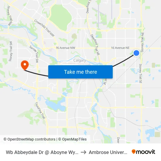Wb Abbeydale Dr @ Aboyne Wy NE to Ambrose University map