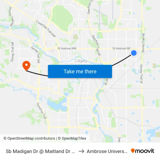 Sb Madigan Dr @ Maitland Dr NE to Ambrose University map
