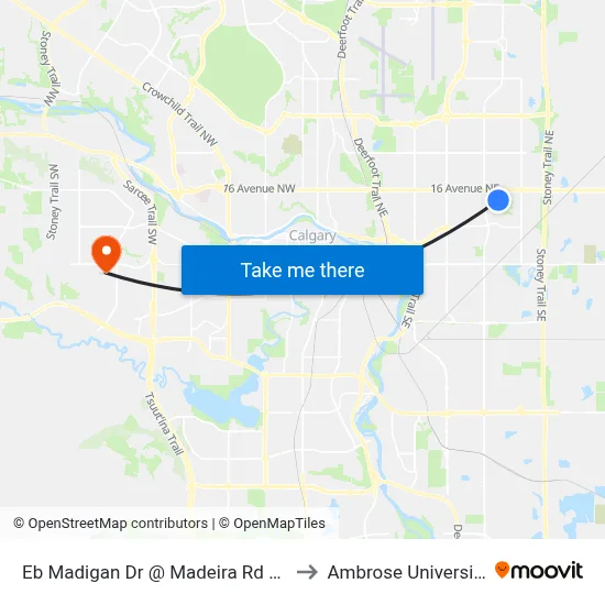 Eb Madigan Dr @ Madeira Rd NE to Ambrose University map