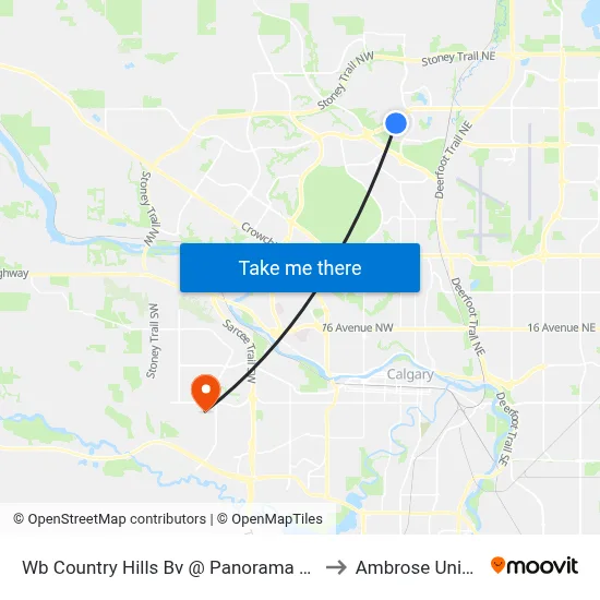 Wb Country Hills Bv @ Panorama Hills Bv NW to Ambrose University map