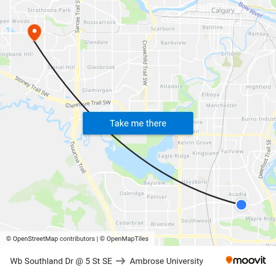 Wb Southland Dr @ 5 St SE to Ambrose University map
