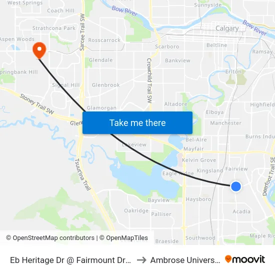Eb Heritage Dr @ Fairmount Dr SE to Ambrose University map