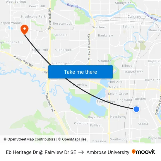 Eb Heritage Dr @ Fairview Dr SE to Ambrose University map
