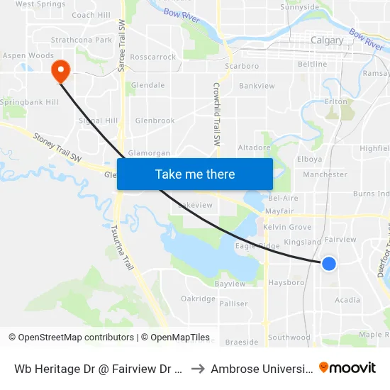 Wb Heritage Dr @ Fairview Dr SE to Ambrose University map