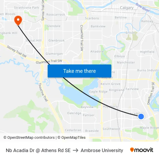 Nb Acadia Dr @ Athens Rd SE to Ambrose University map