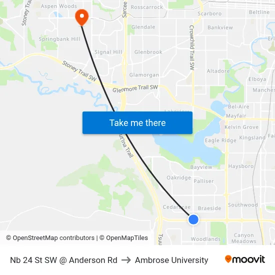 Nb 24 St SW @ Anderson Rd to Ambrose University map