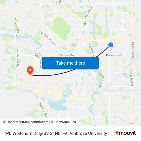 Wb Whitehorn Dr @ 39 St NE to Ambrose University map