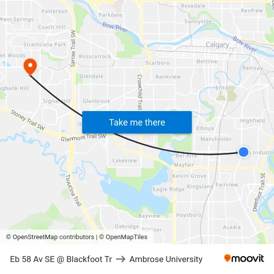 Eb 58 Av SE @ Blackfoot Tr to Ambrose University map