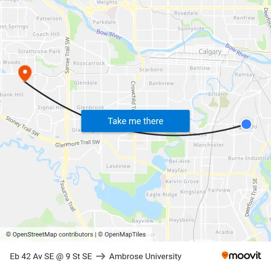Eb 42 Av SE @ 9 St SE to Ambrose University map